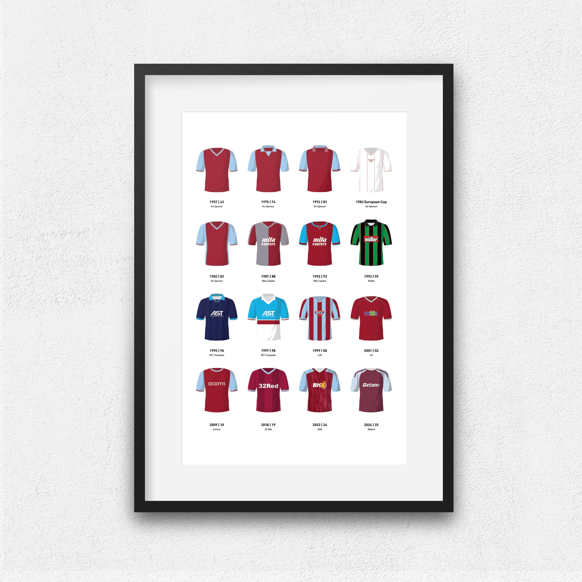 Villa Classic Kits Football Team Print