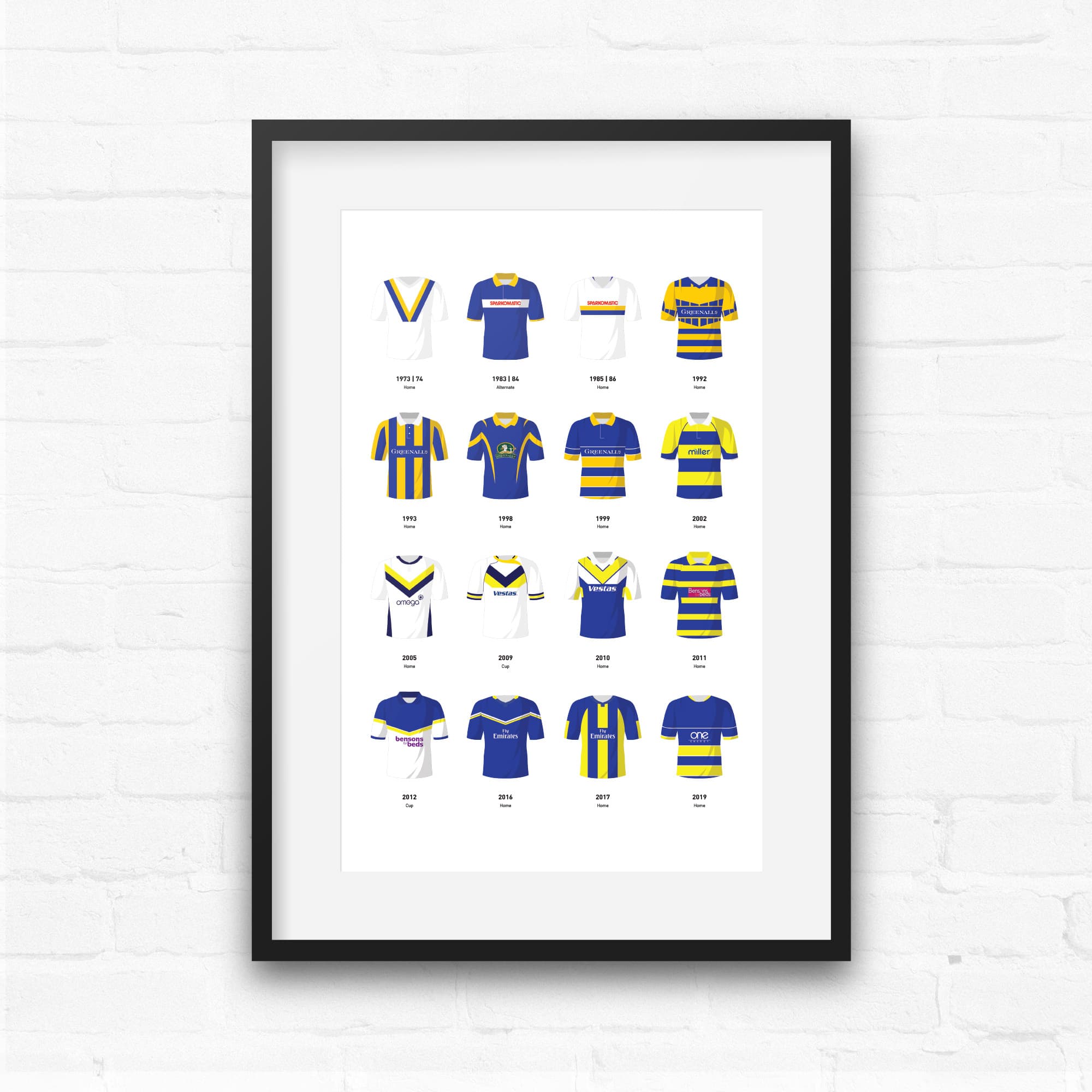 Warrington Classic Kits Rugby League Team Print