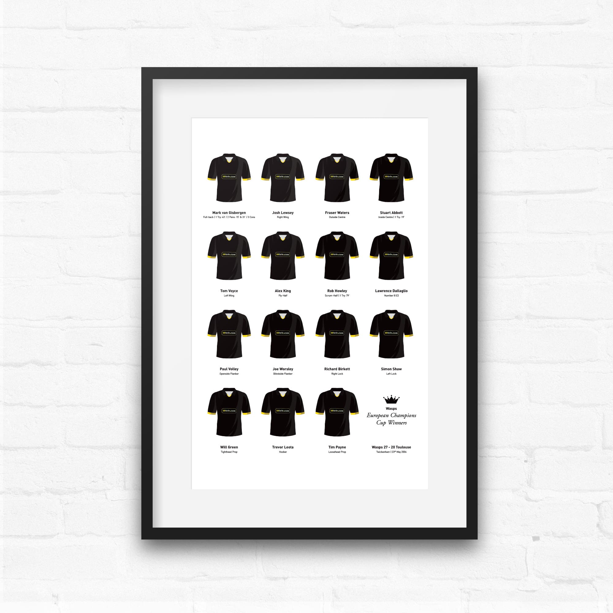 Wasps Rugby Union 2004 European Champions Cup Winners Team Print