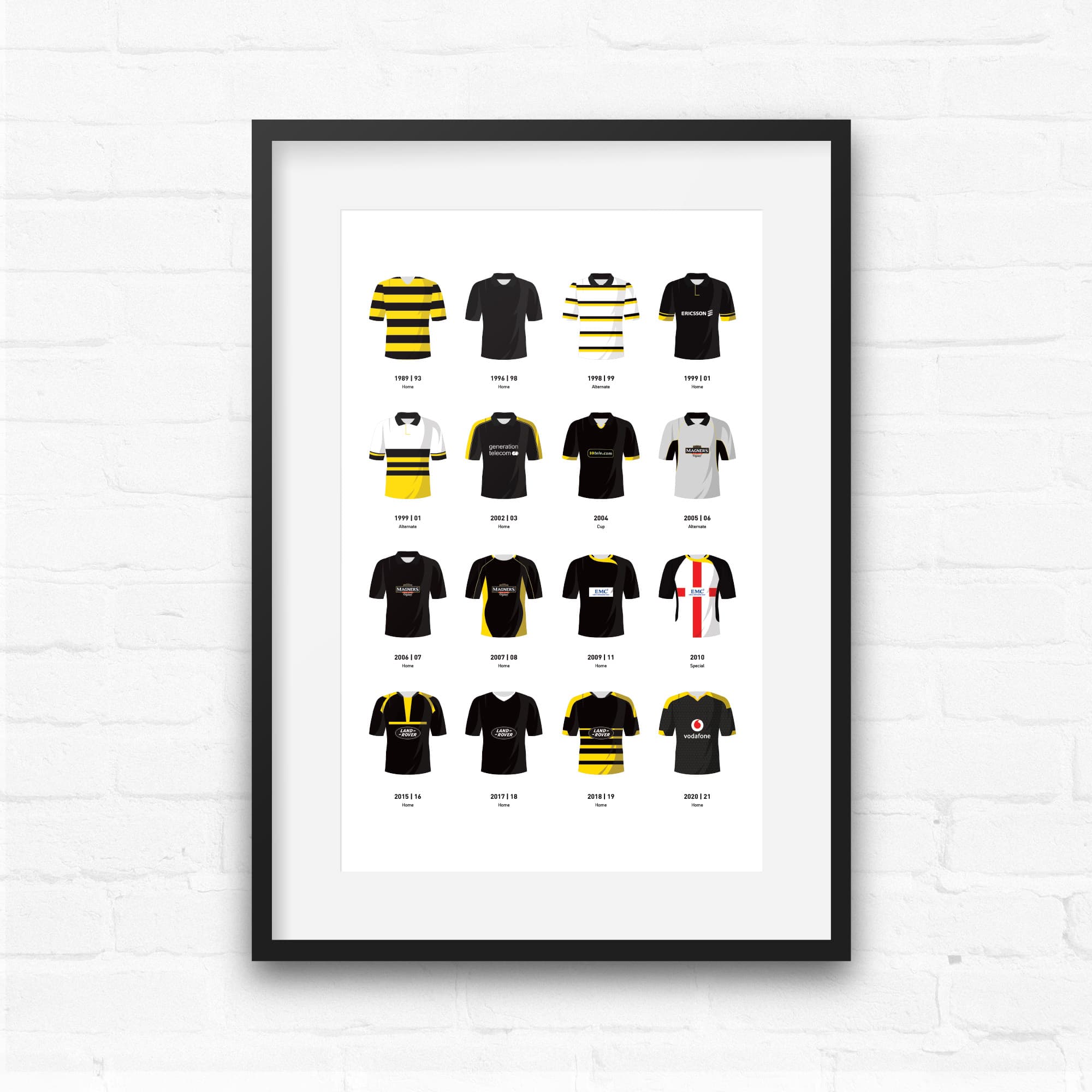 Wasps Classic Kits Rugby Union Team Print Gift