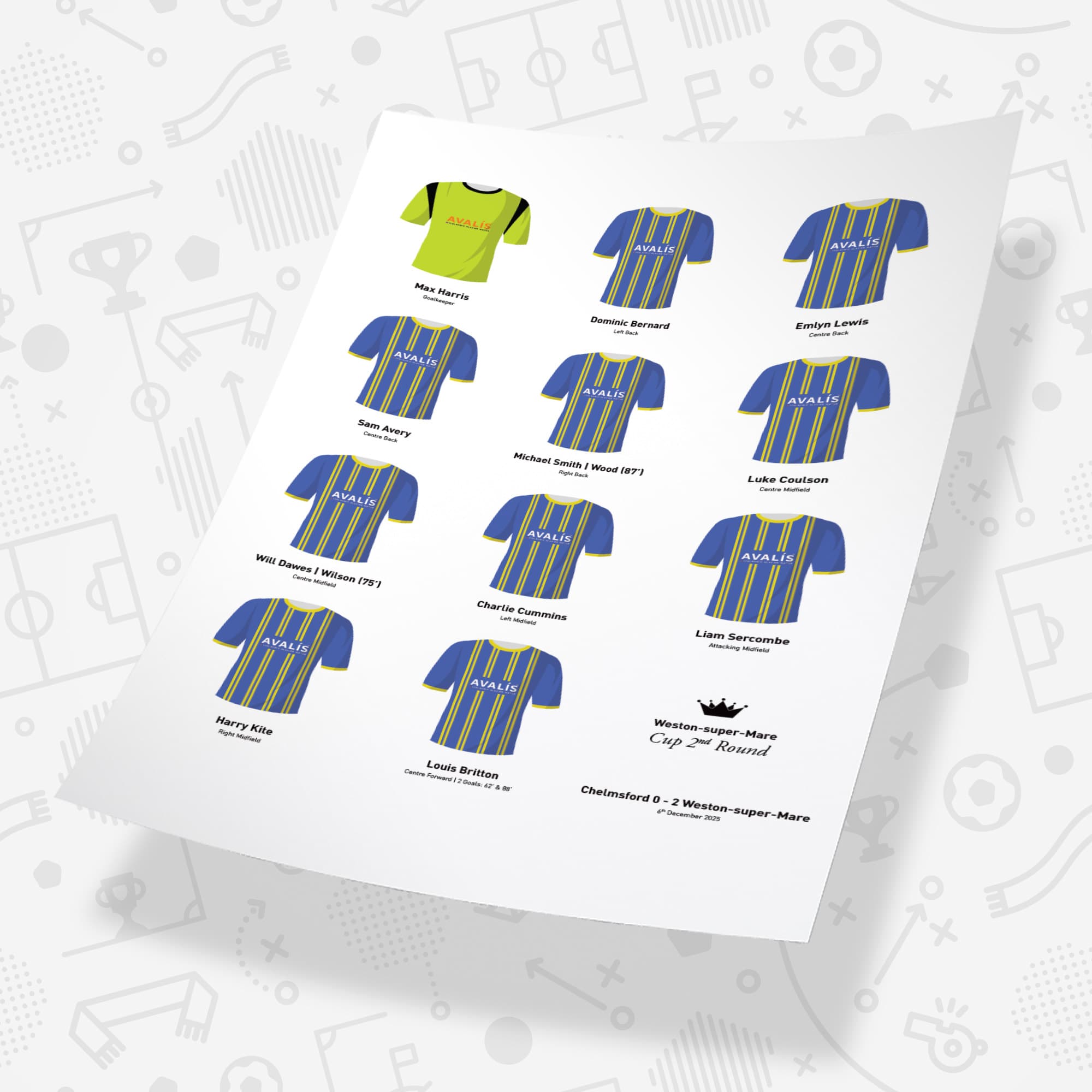 Weston Super Mare 2026 Cup 2nd Round Football Team Print