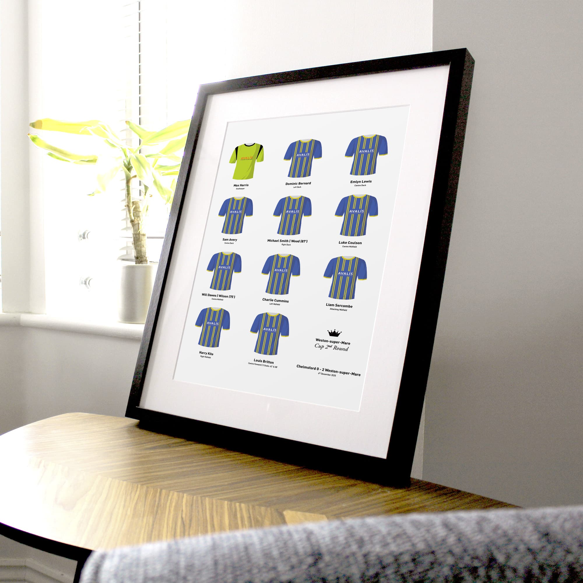 Weston Super Mare 2026 Cup 2nd Round Football Team Print