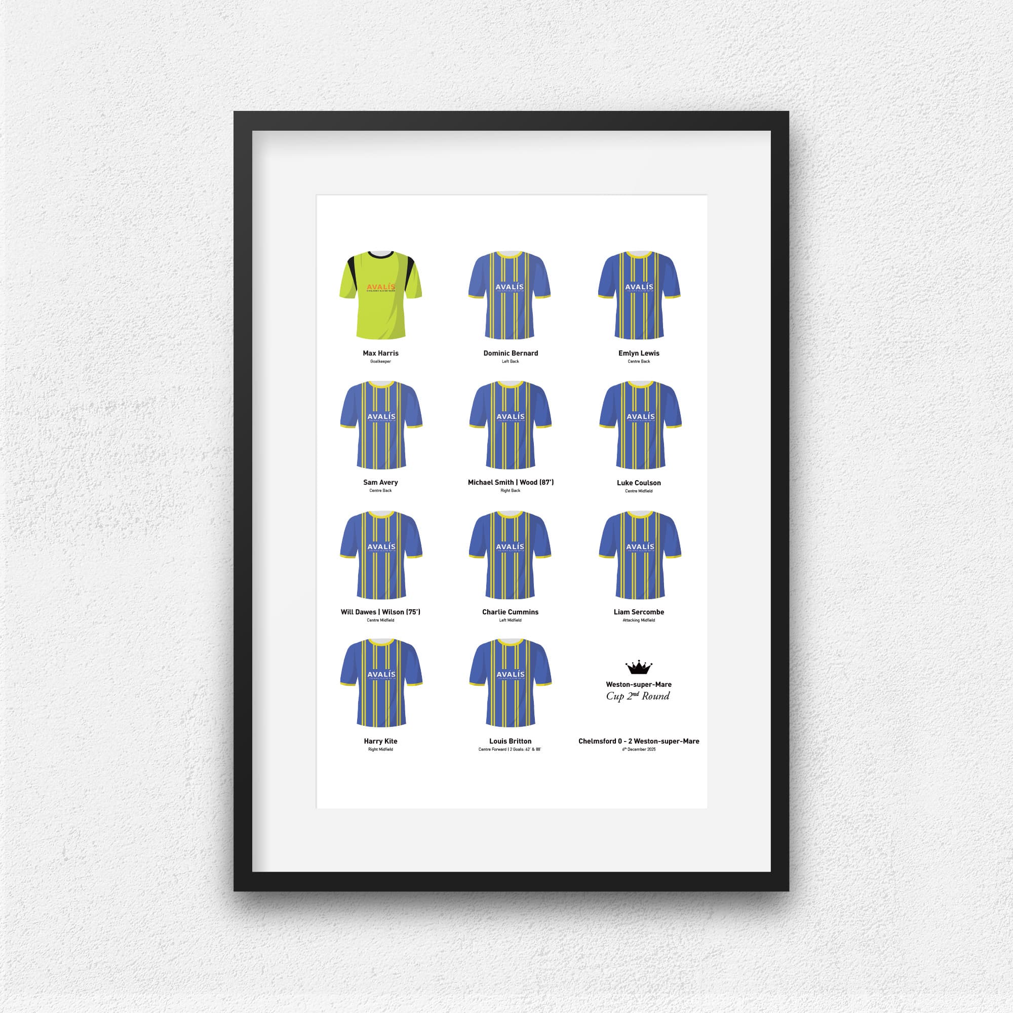 Weston Super Mare 2026 Cup 2nd Round Football Team Print