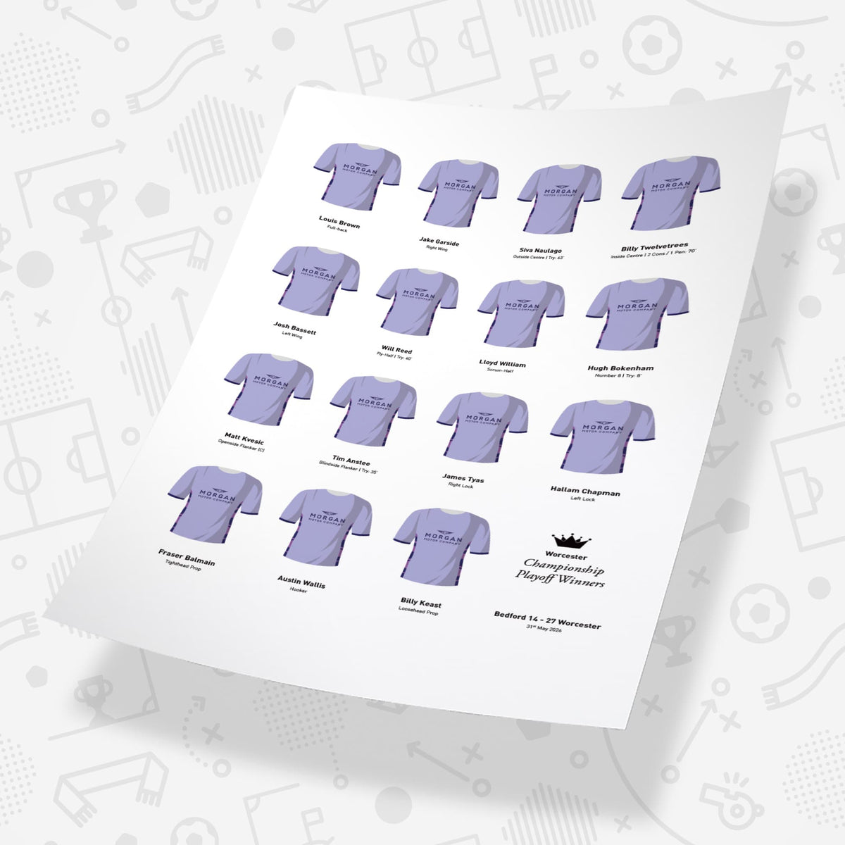 Worcester Rugby Union 2026 Championship Playoff Winners Team Print