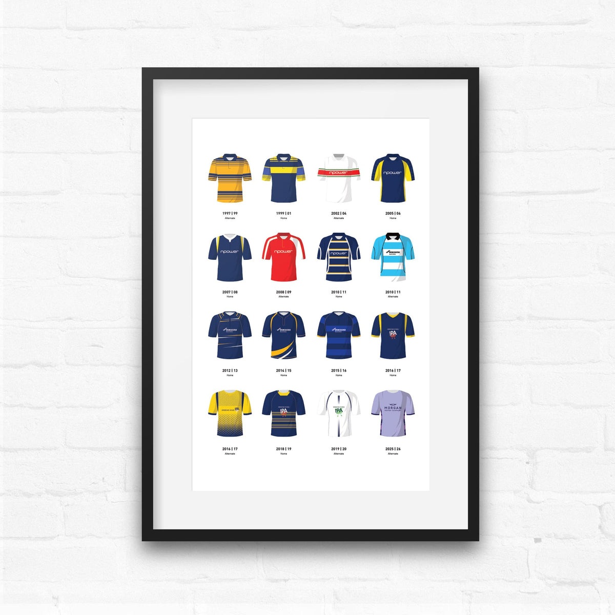 Worcester Classic Kits Rugby Union Team Print