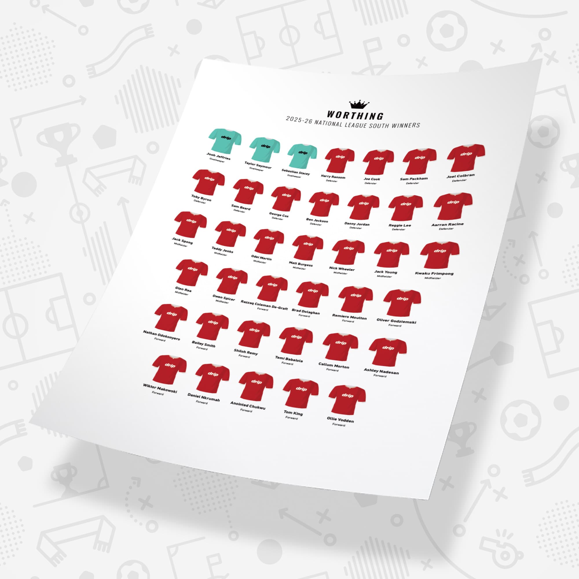 Worthing 2026 National League South Winners Football Team Print