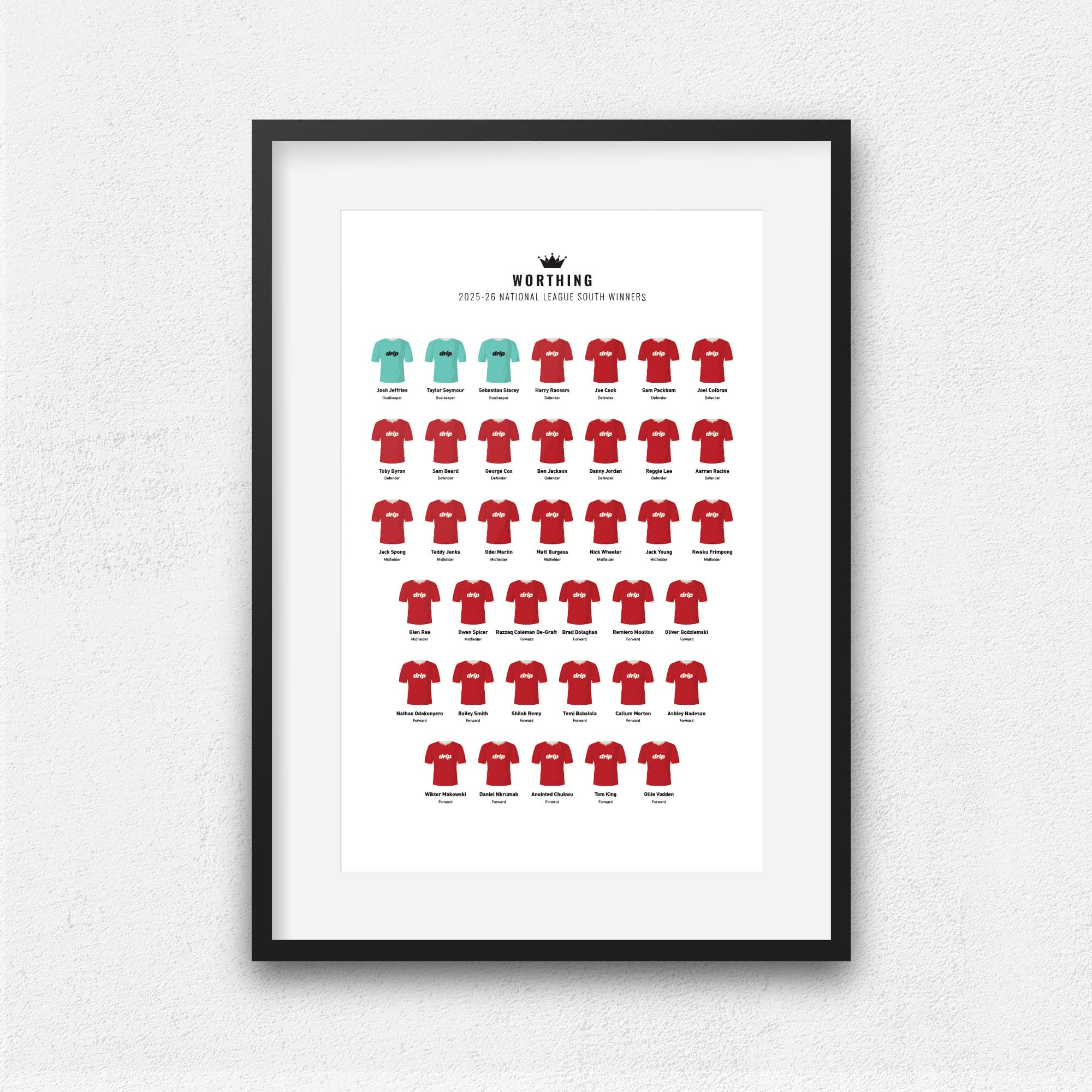 Worthing 2026 National League South Winners Football Team Print