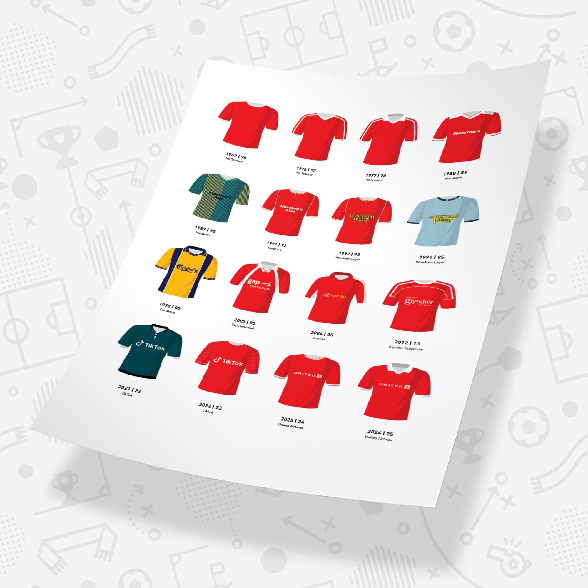 Wrexham Classic Kits Football Team Print