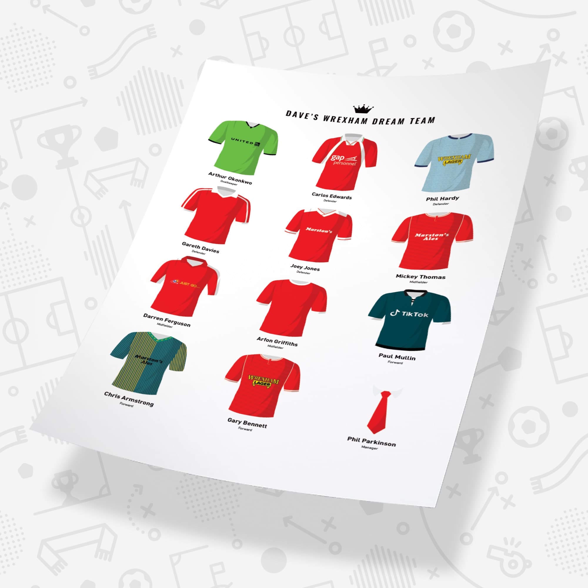 PERSONALISED Wrexham Dream Team Football Print