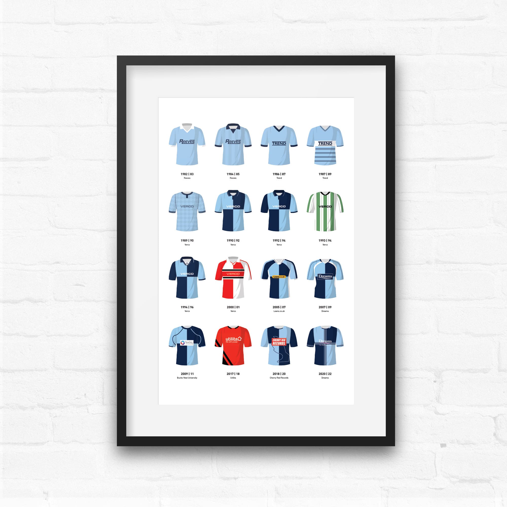 Wycombe Classic Kits Football Team Print Good Team On Paper