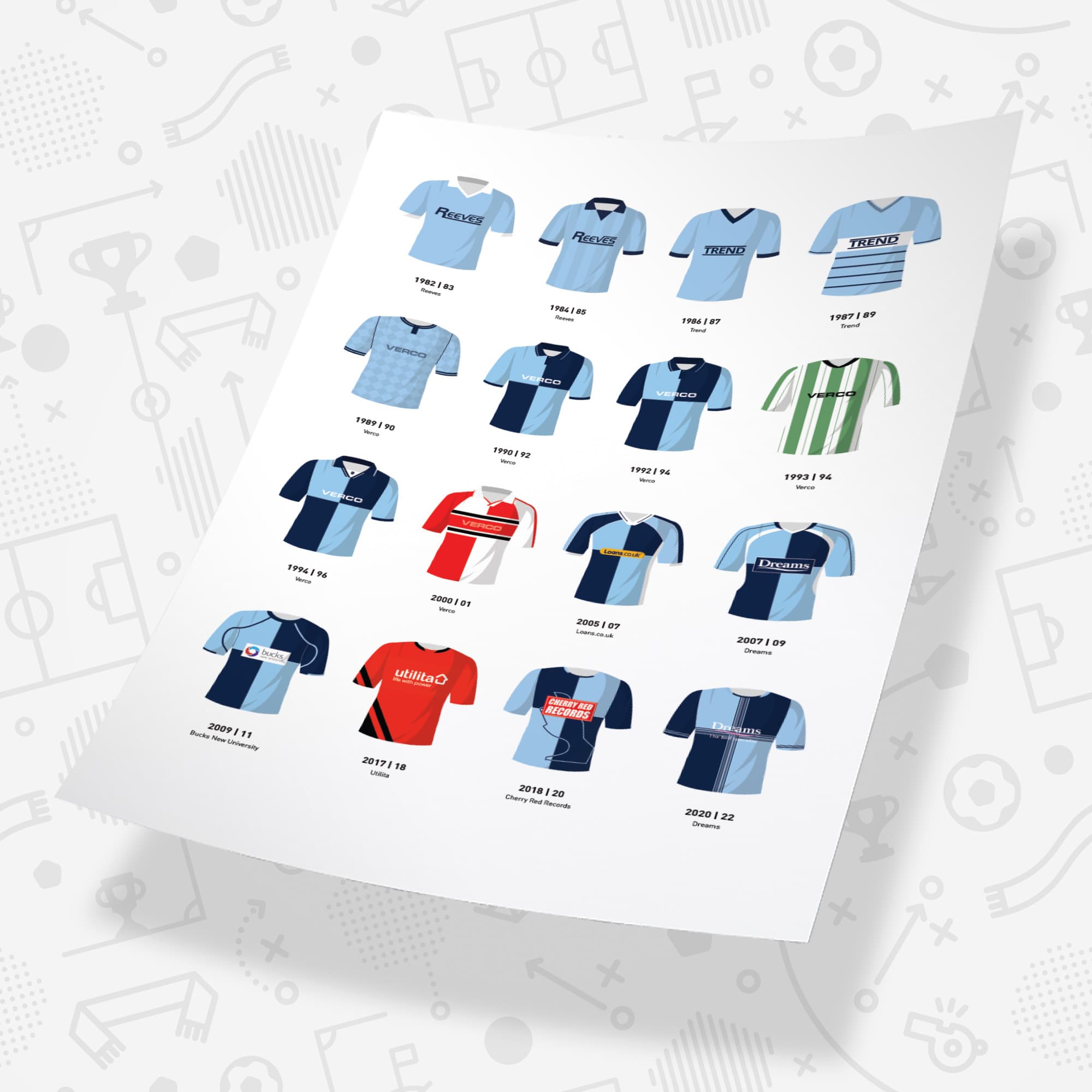 Wycombe Classic Kits Football Team Print Good Team On Paper