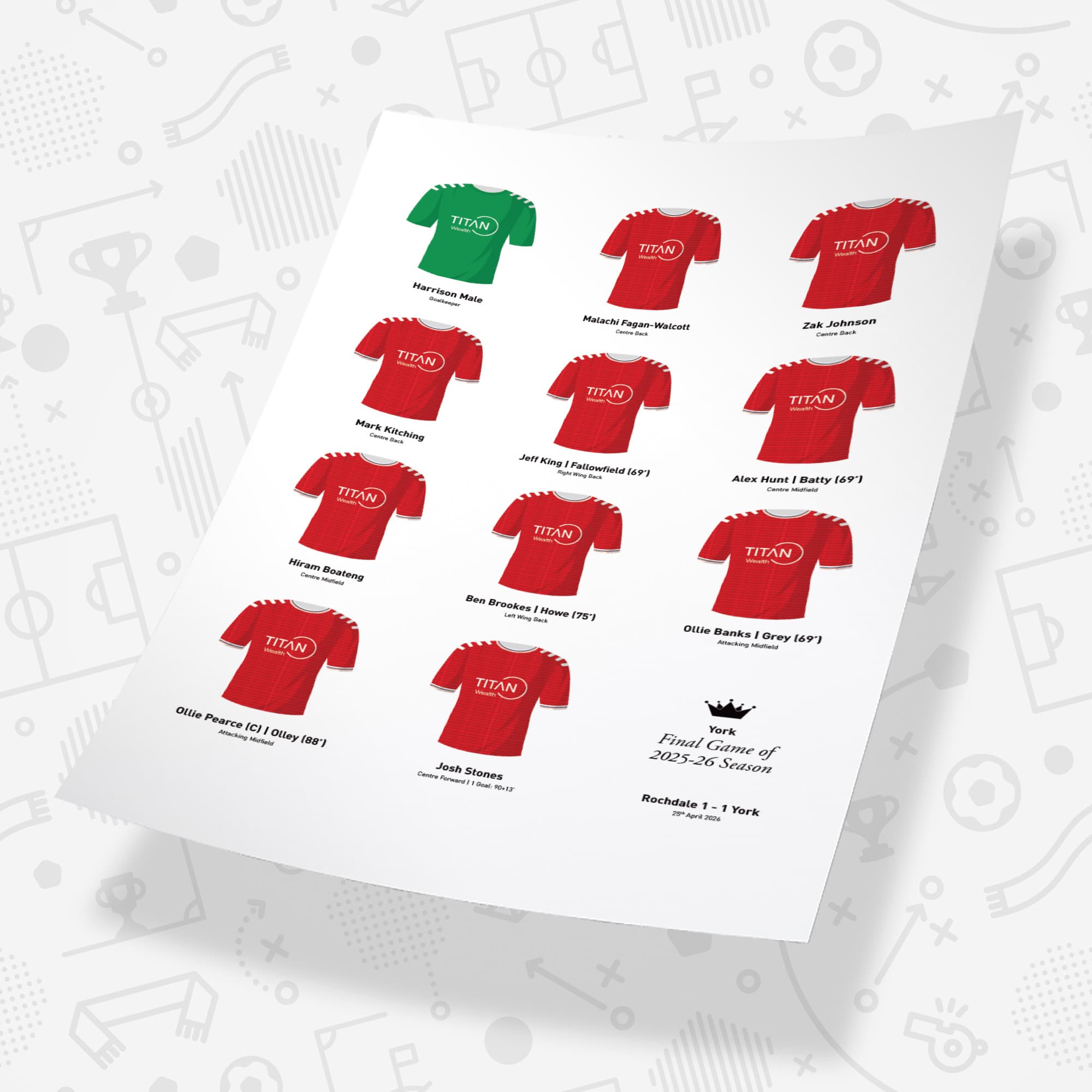 York 2026 National League Final Game Football Team Print