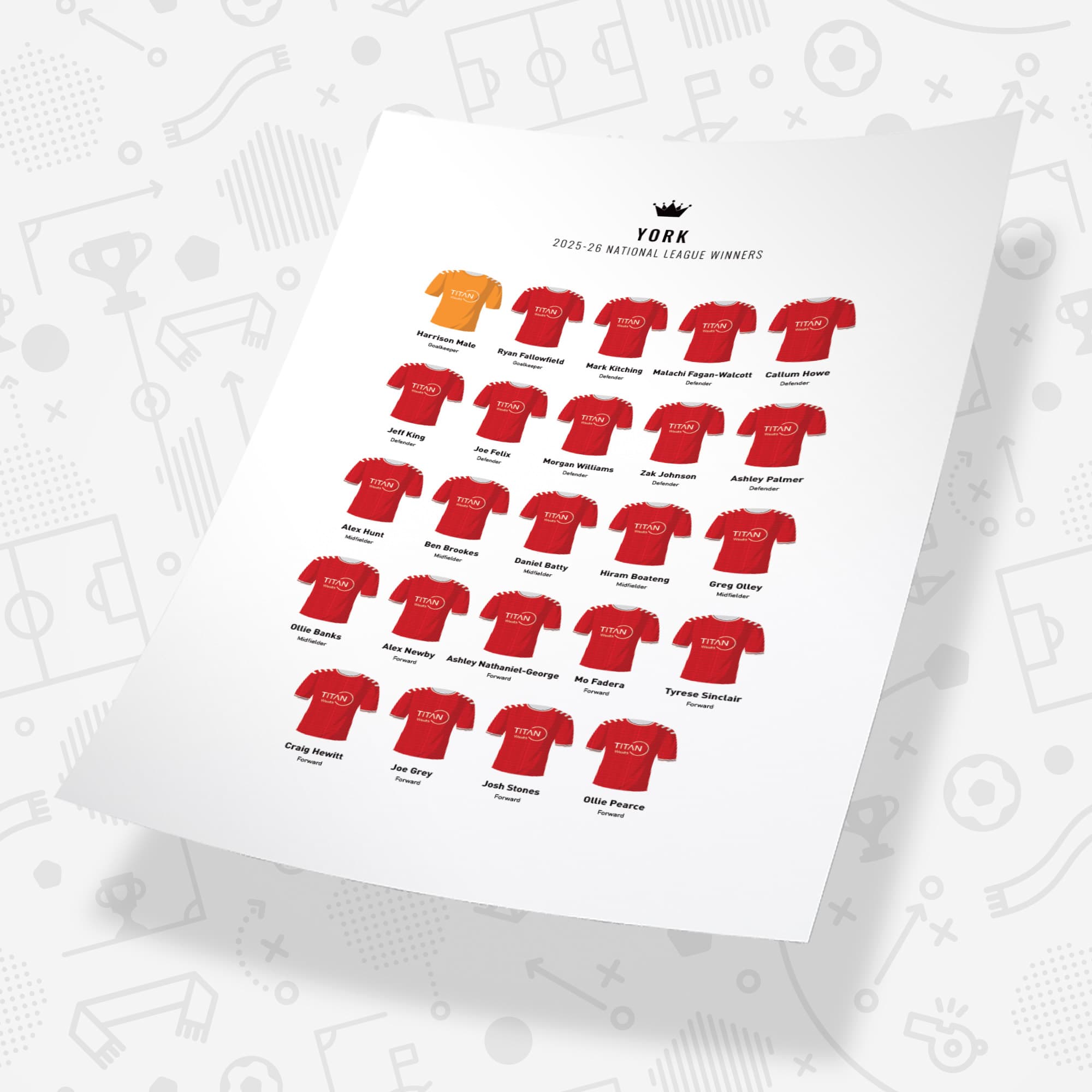 York 2026 National League Winners Football Team Print