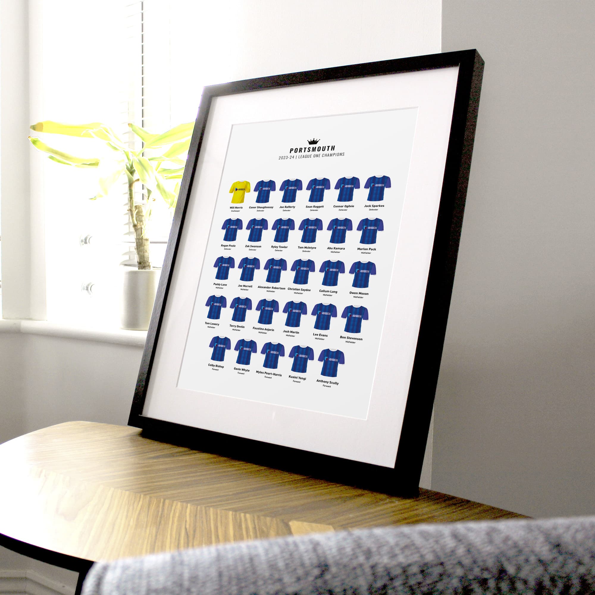 Portsmouth 2024 League One Winners Football Team Print