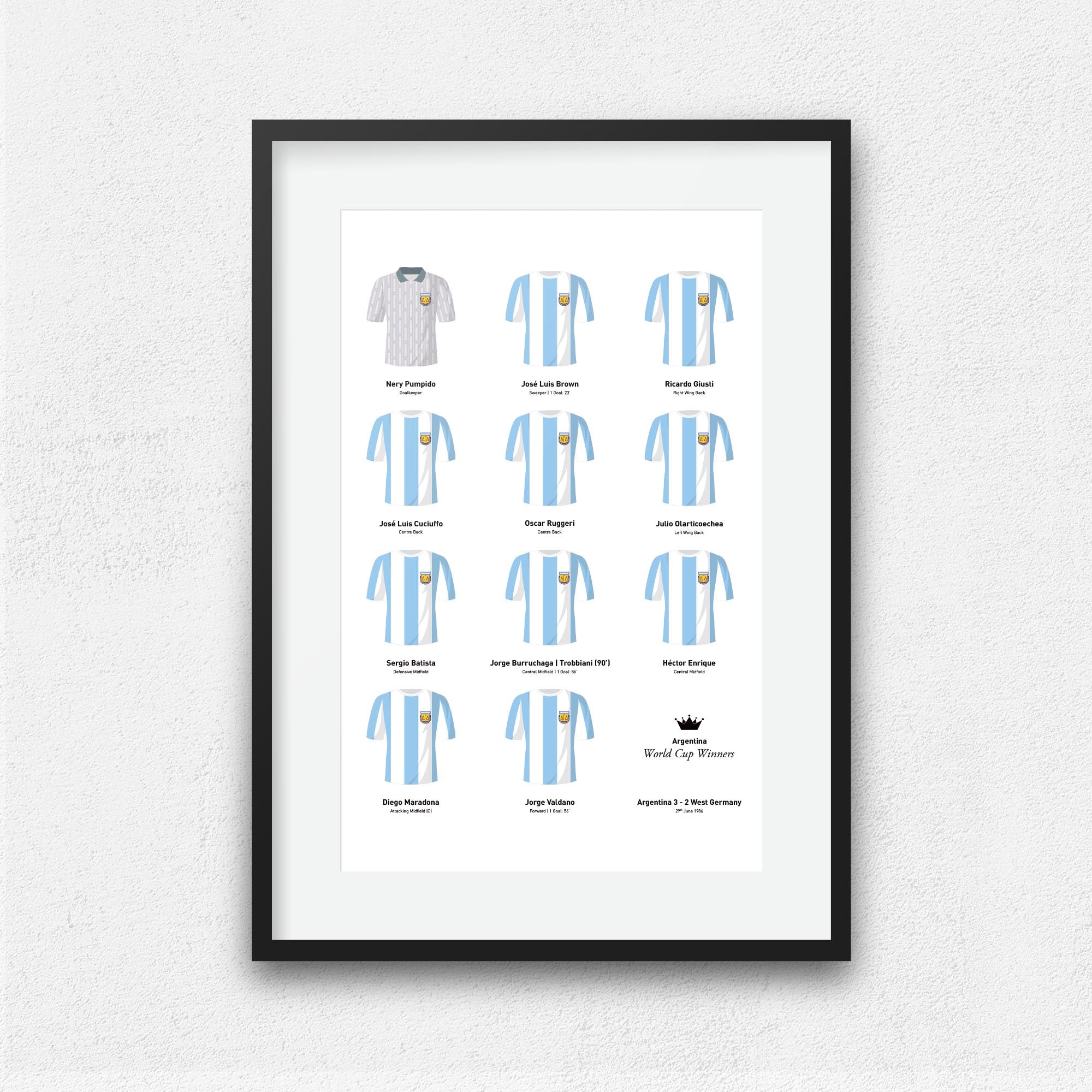Argentina 1986 World Cup Winners Football Team Print Good Team On Paper