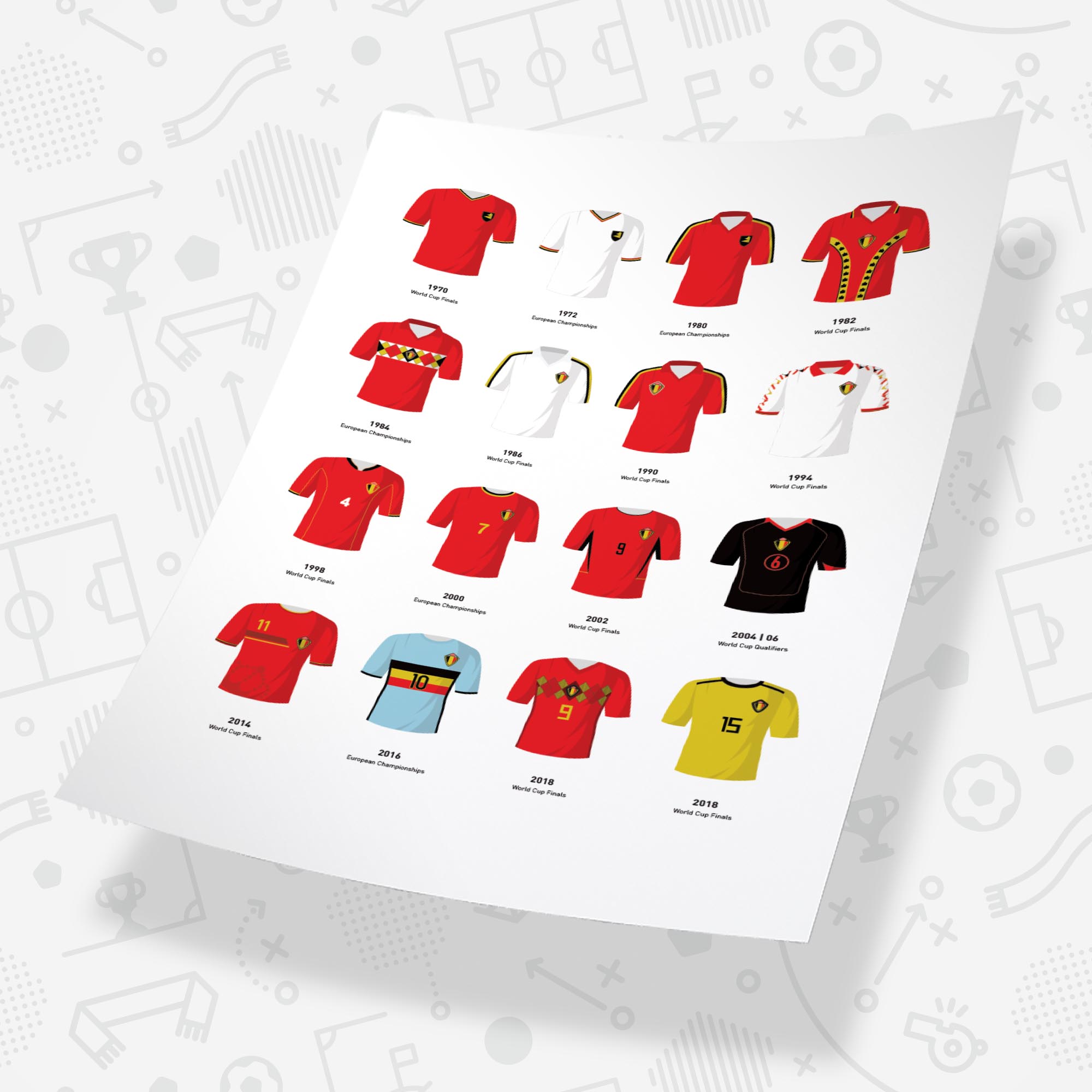 Belgium Classic Kits Football Team Print Good Team On Paper