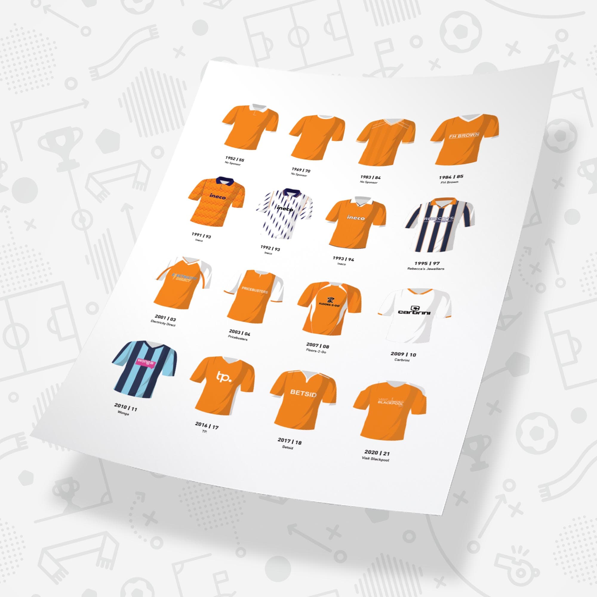 Blackpool Classic Kits Football Team Print Good Team On Paper