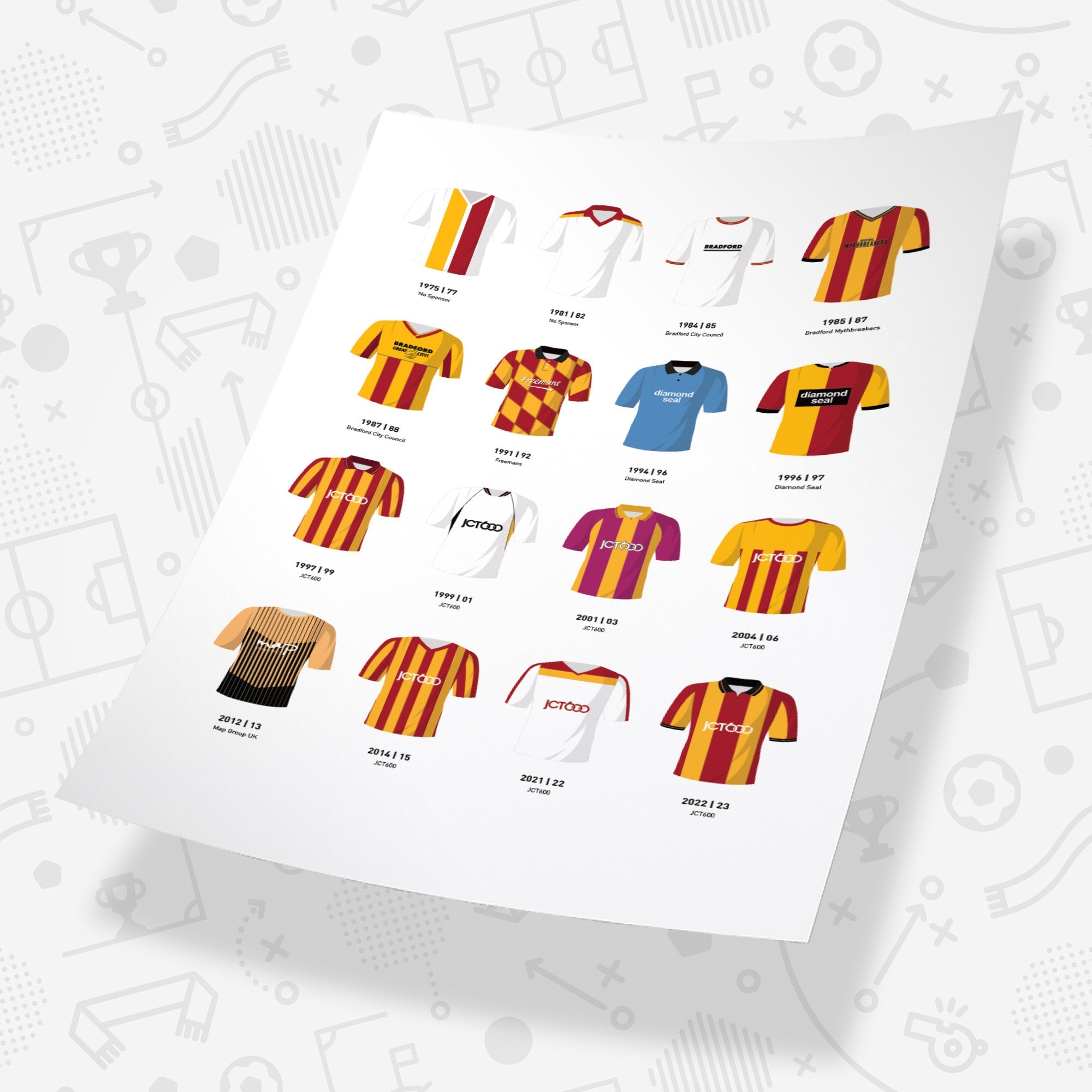 Bradford Classic Kits Football Team Print Good Team On Paper