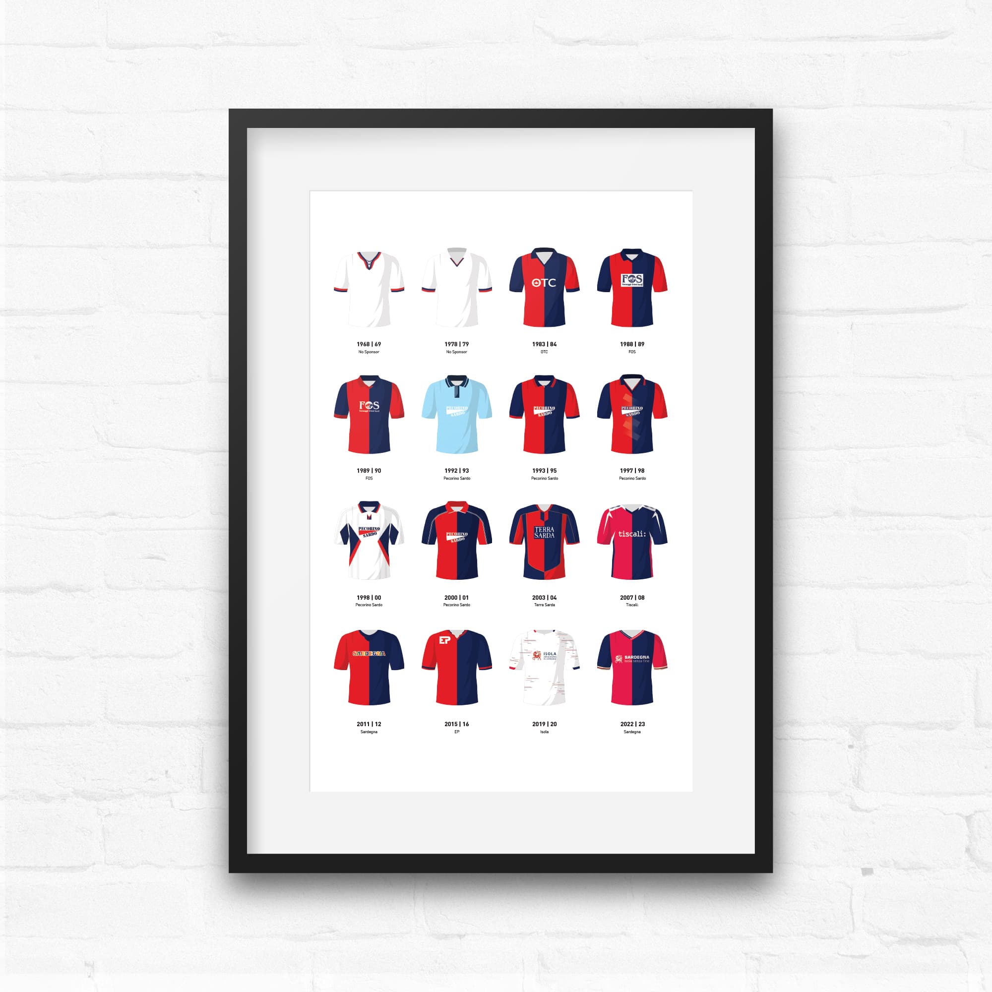 Cagliari Classic Kits Football Team Print Good Team On Paper