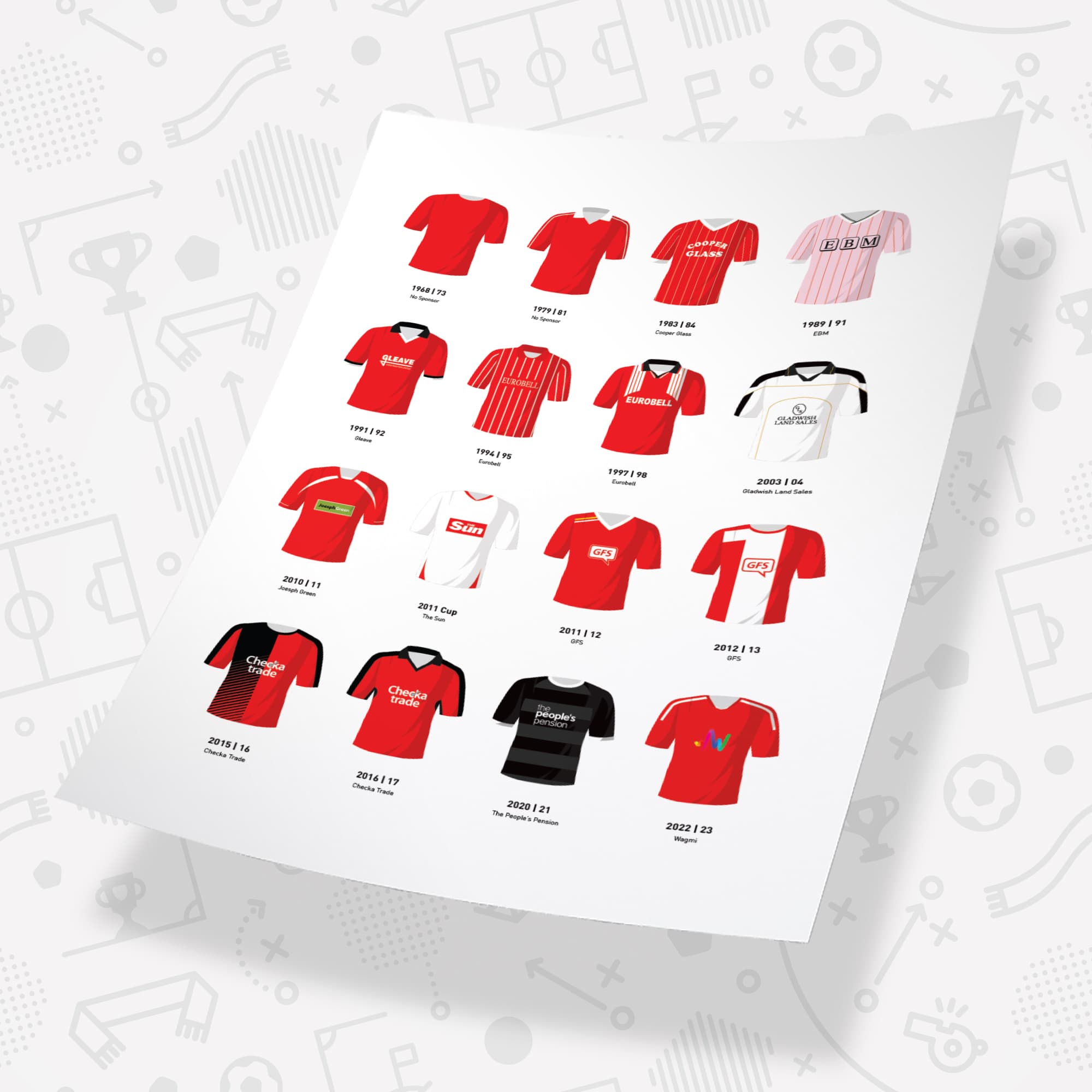 Crawley Classic Kits Football Team Print Good Team On Paper
