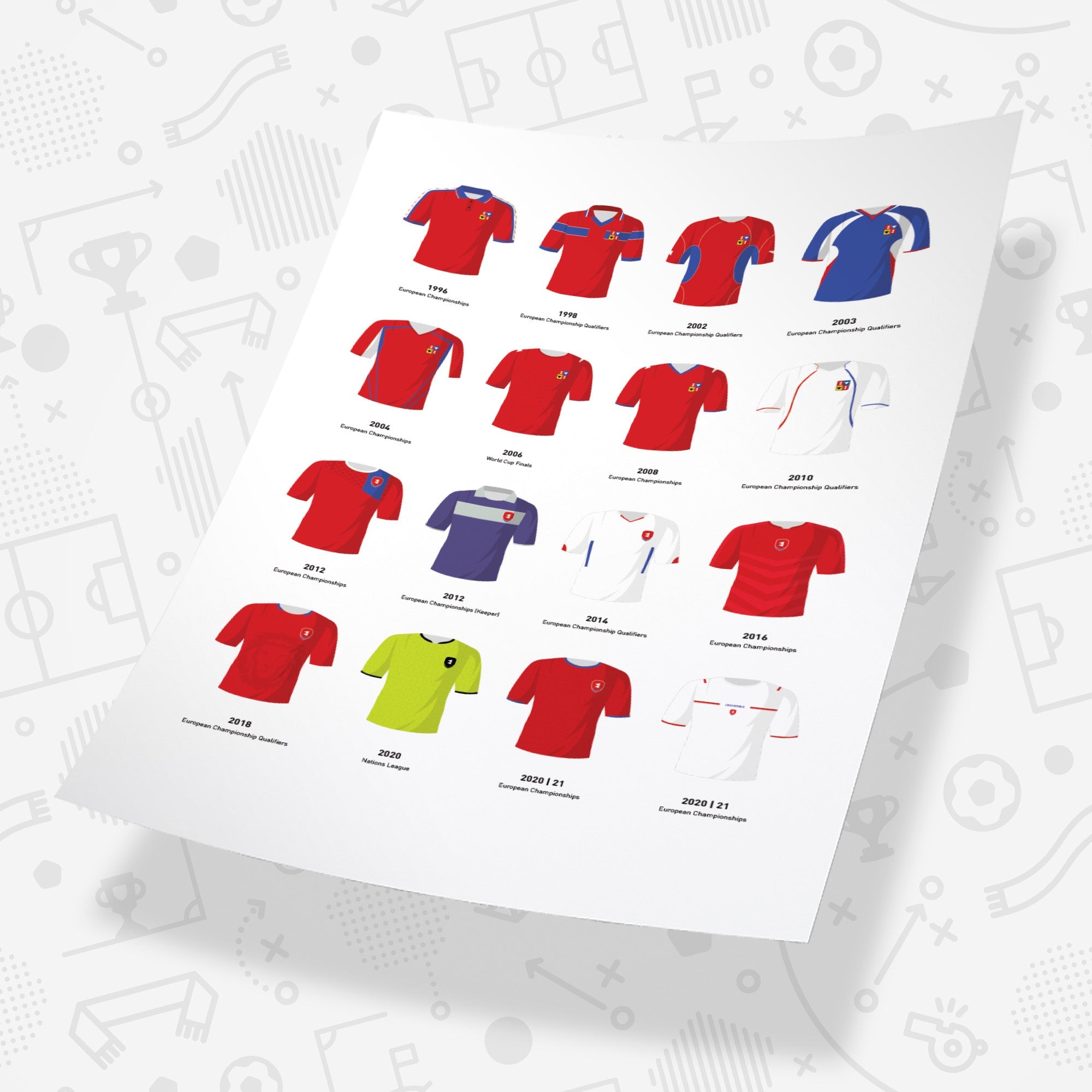 Czech Republic Classic Kits Football Team Print Good Team On Paper