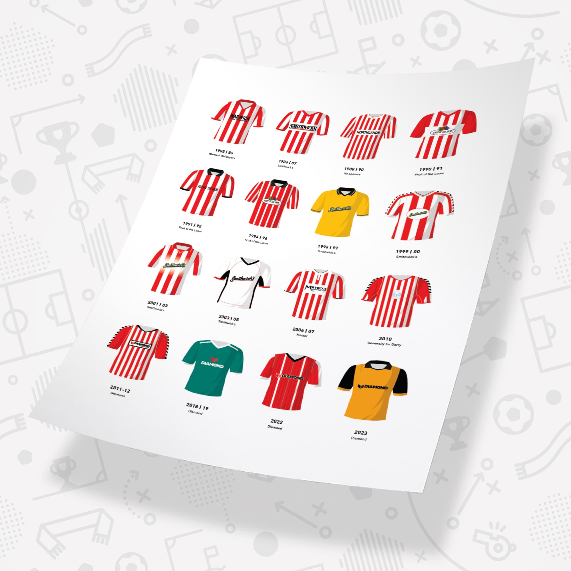 Derry Classic Kits Football Team Print Good Team On Paper