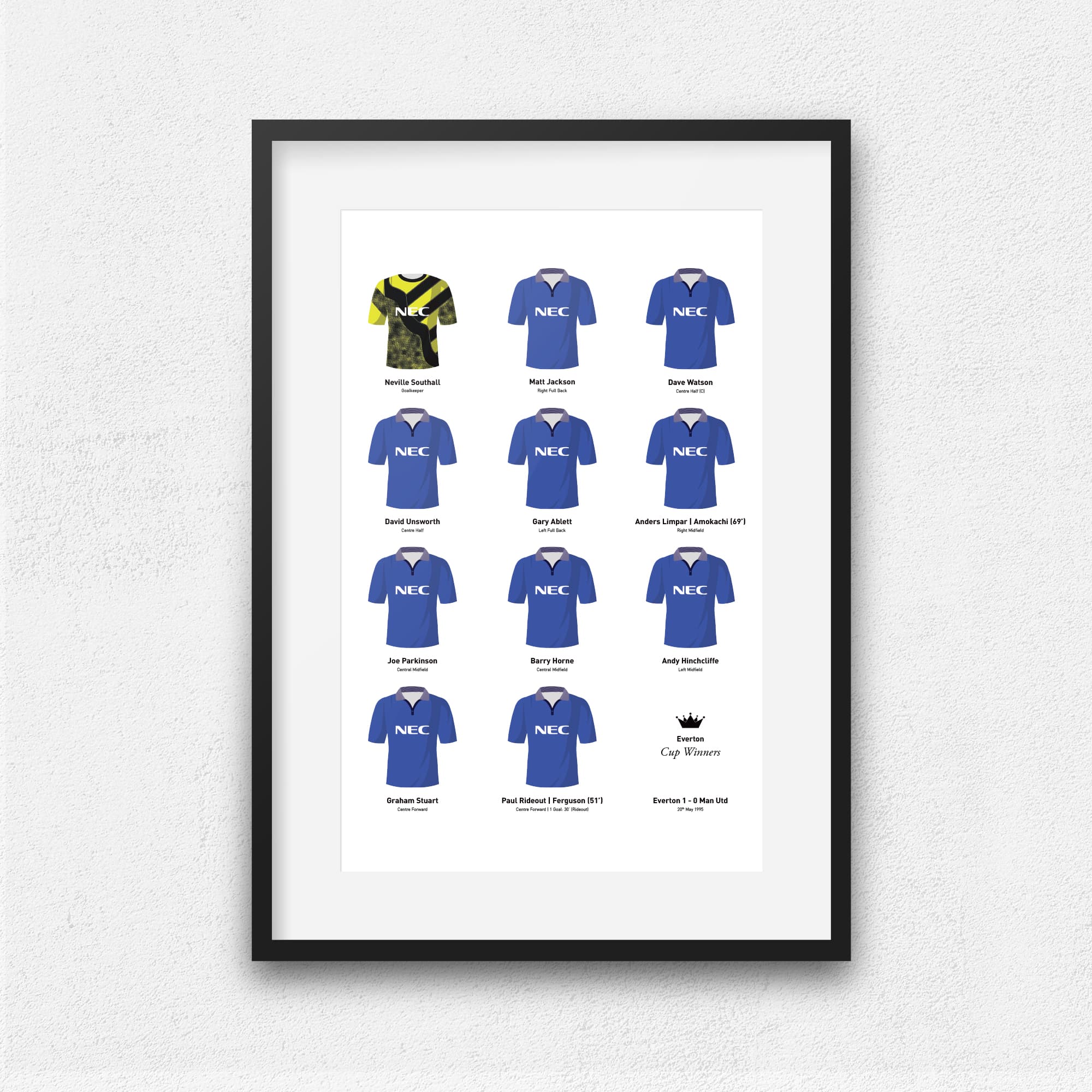 Everton 1995 Cup Winners Football Team Print Good Team On Paper