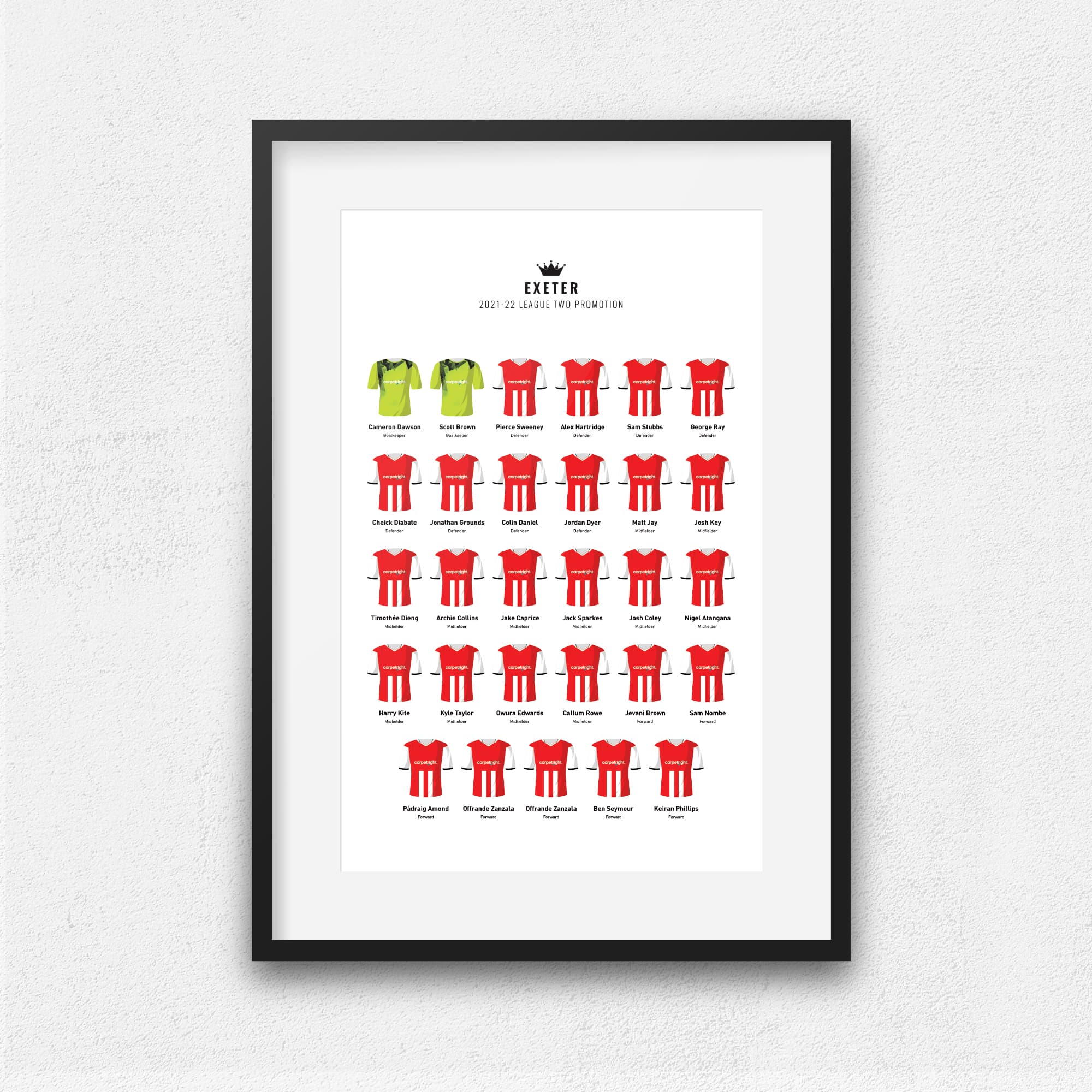 Exeter 2022 League 2 Promotion Football Team Print Good Team On Paper