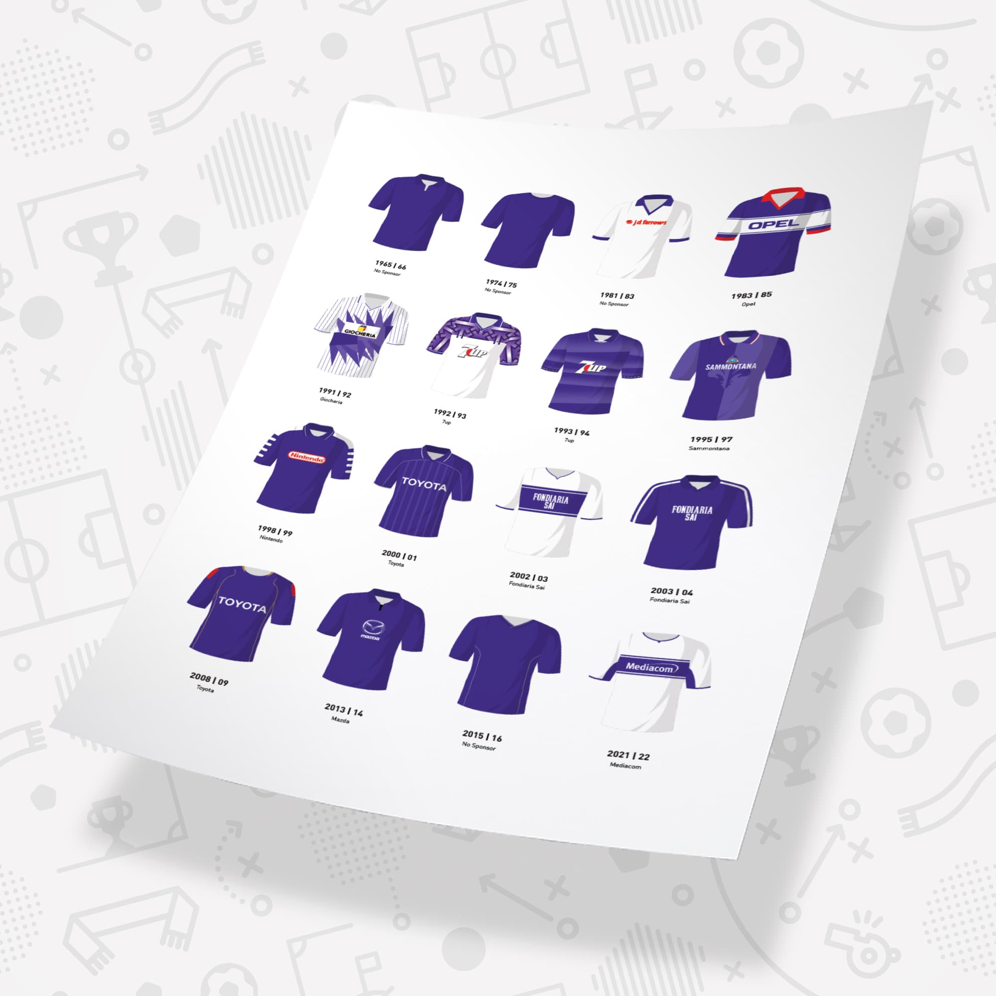 Fiorentina Classic Kits Football Team Print Good Team On Paper