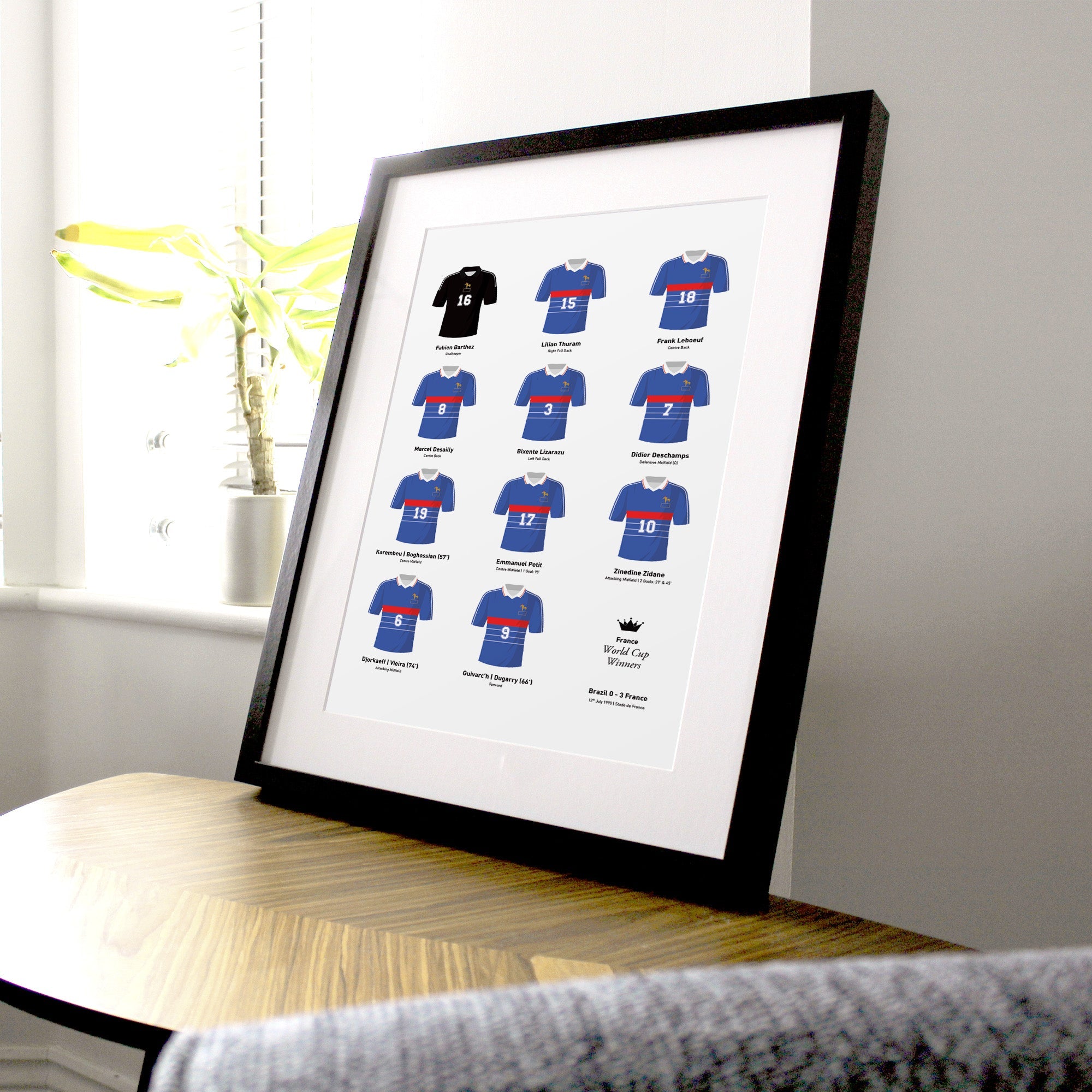 France 1998 World Cup Winners Football Team Print Good Team On Paper