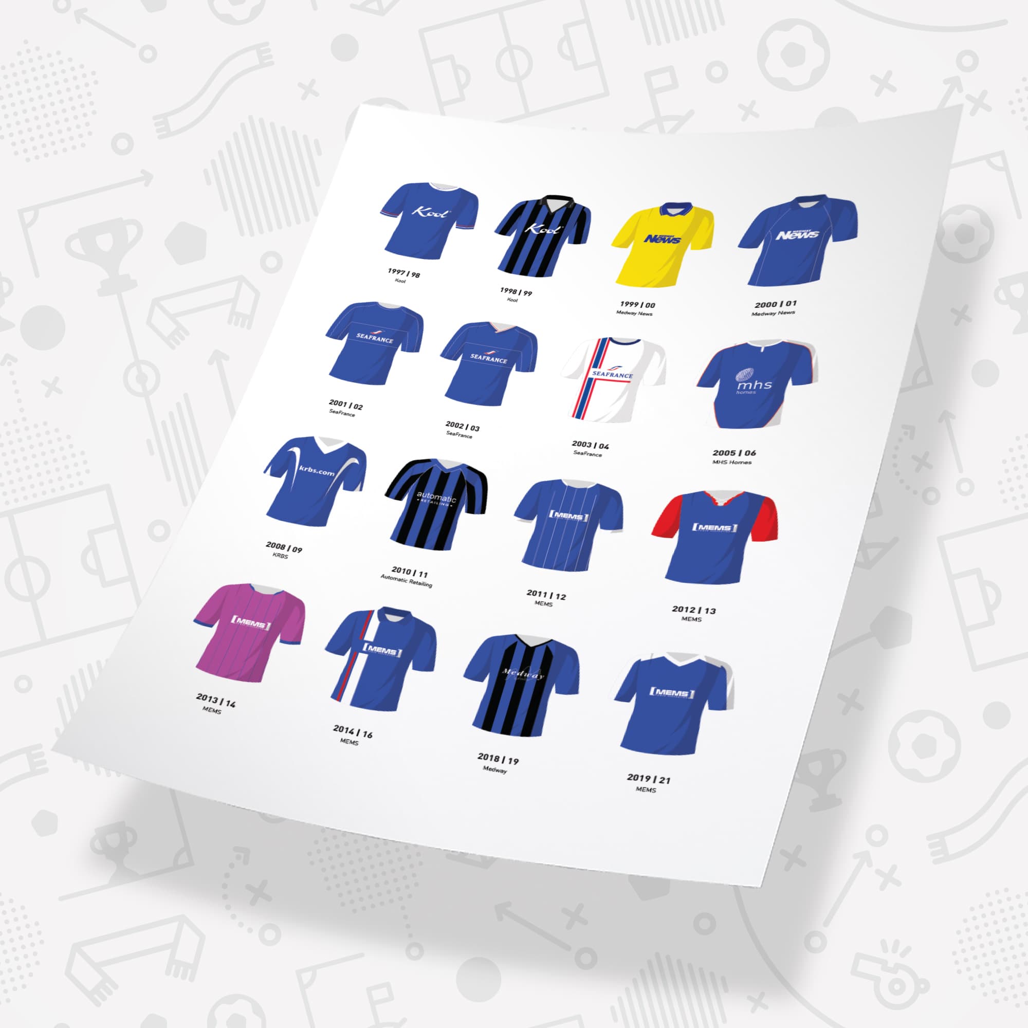Gillingham Classic Kits Football Team Print Good Team On Paper