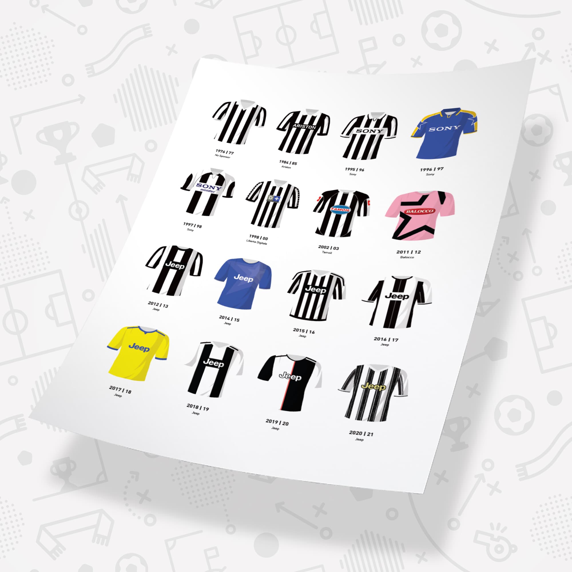 Juventus Classic Kits Football Team Print Good Team On Paper